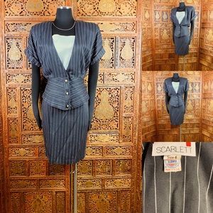 Vintage 80’s Scarlett Pinstripe Skirt Set